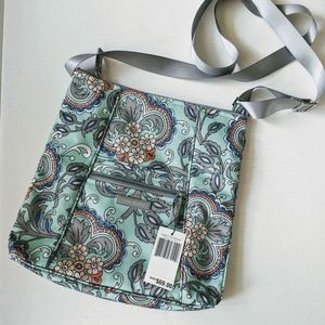 Vera Beadley Fan Flowers crossbody NWT teal